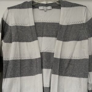 Verve Ami Gray and White Striped Open Cardigan Size Medium